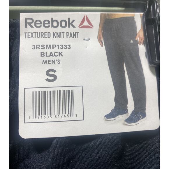 Reebok Men's Small Sweatpants Textured Knit Pant Gym Joggers Athletic Black - Picture 3 of 6